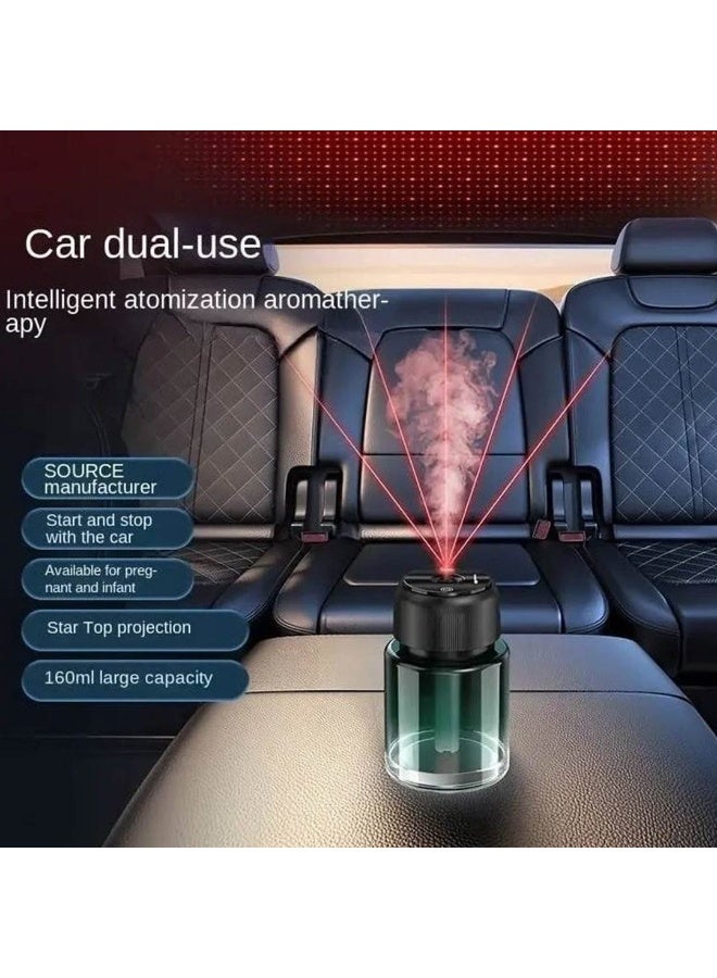 موزع عطر محمول للسيارة: موزع عطر ذكي سعة 160 مل مع شاشة قابلة لإعادة الشحن تعرض السماء المرصعة بالنجوم، ومنفذ USB، و 3 أوضاع رش للمنزل والمكتب والسيارة (خشب الأبنوس) - Image 4